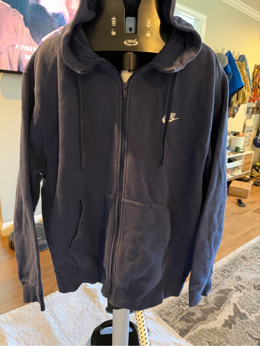 Nike Men's Navy Blue Zip-Up Hoodie Sweatshirt